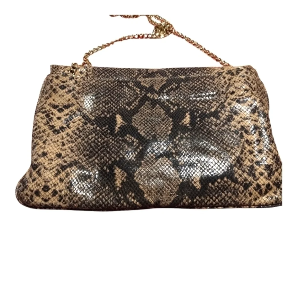 Michael Michael Kors Beige Python Embossed Leather Turnlock Purse